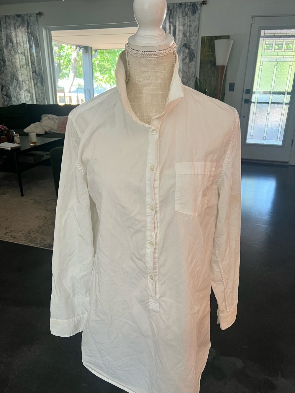 J. Crew White Casual Long-Sleeve Button-Down Shirt